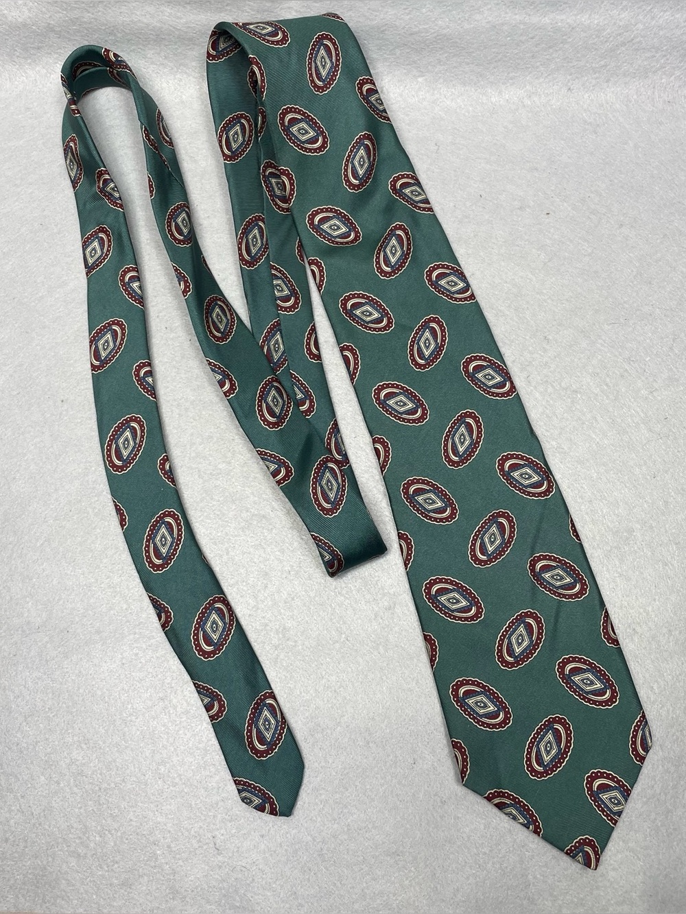 Christian Dior Monsieur Vintage 100% Silk Tie Sage Green Paisley Medallion Italy